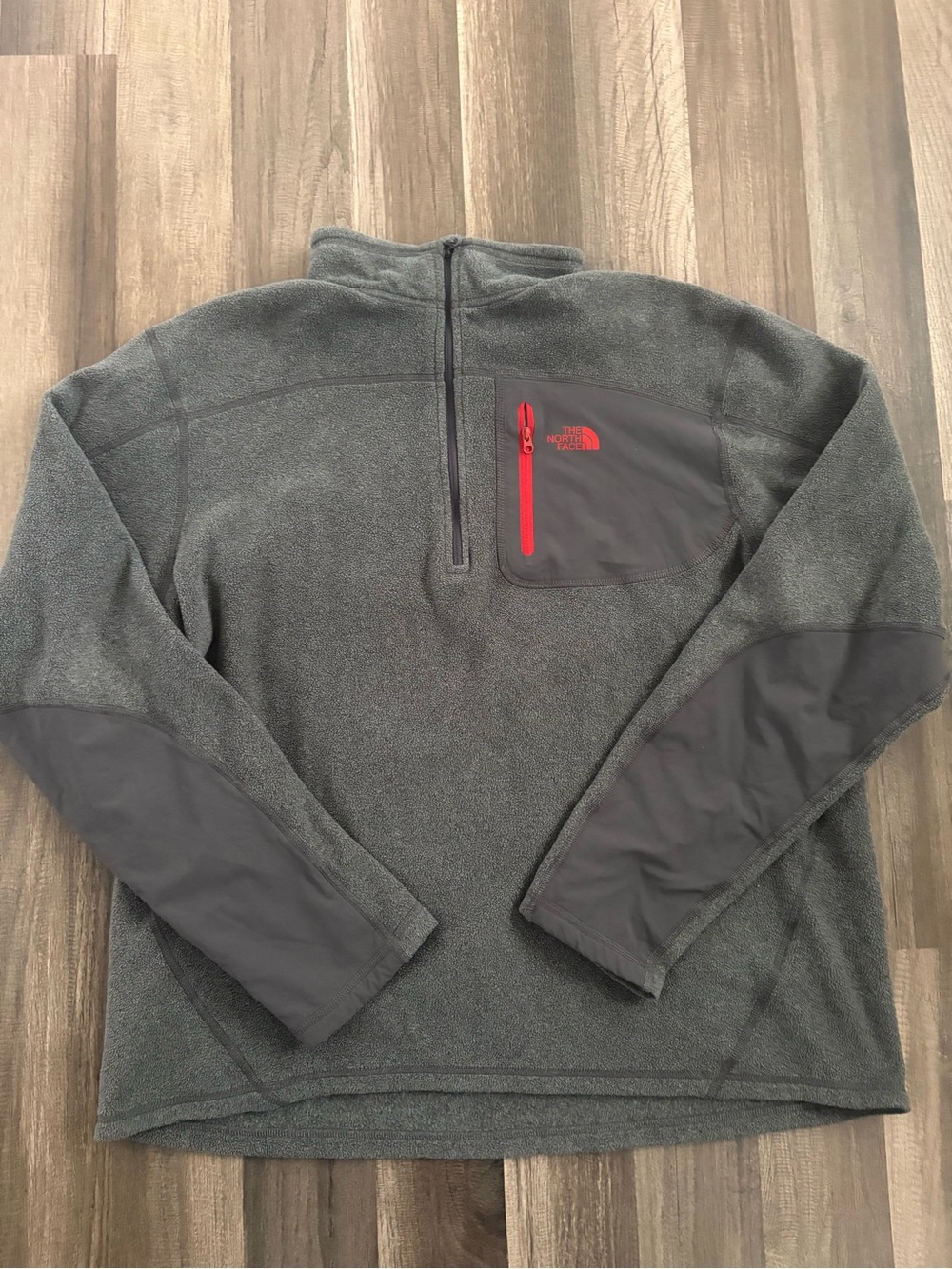 The North Face Gray Fleece Jacket with Red Zip Detail
